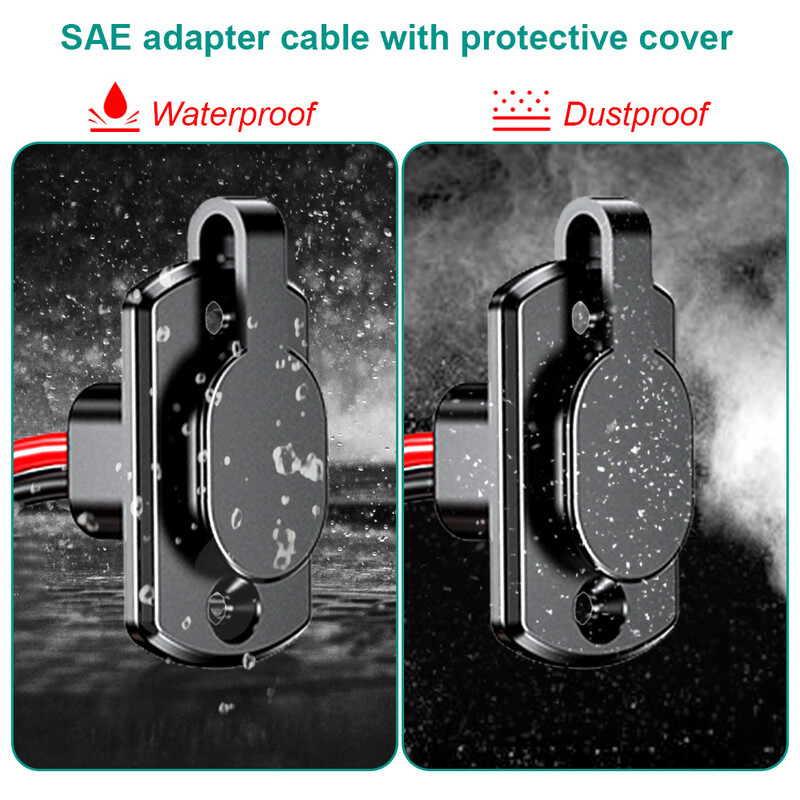 SAE adapterio kištukas SAE greitosios jungties laidas prie kištukinio lizdo kabelio 12AWG 30CM prailginimo kabelis, atsparus vandeniui