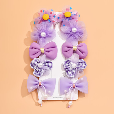 10 buc/1 set accesorii de păr cu fundă colorată drăguță pentru copii pentru fete copii mici flori modelare prințesă agrafe de păr ac coafură