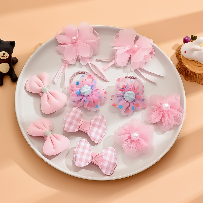 10 buc/1 set accesorii de păr cu fundă colorată drăguță pentru copii pentru fete copii mici flori modelare prințesă agrafe de păr ac coafură