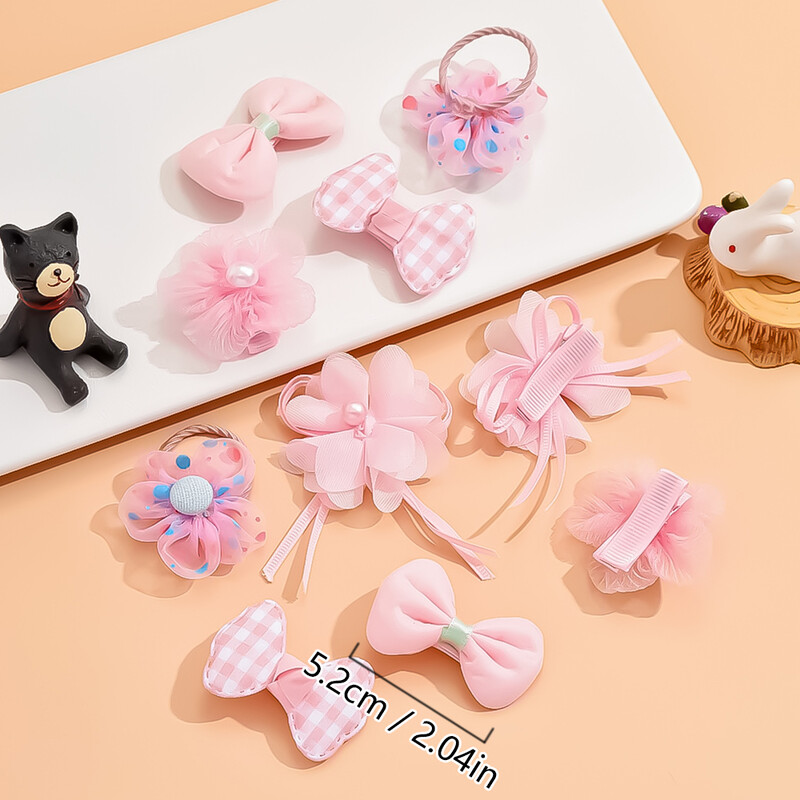 10 buc/1 set accesorii de păr cu fundă colorată drăguță pentru copii pentru fete copii mici flori modelare prințesă agrafe de păr ac coafură