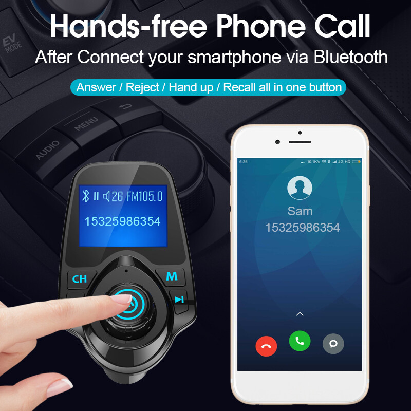 Auto MP3 Bluetooth-mängija FM-saatja TF-kaart U-ketas kadudeta muusika lisahelivastuvõtja Bluetooth-autokomplekt USB-autolaadija