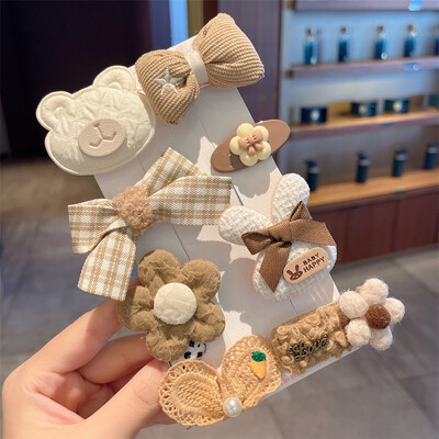 Bērnu plīša matu sprādzes rudens un ziemas mazām meiteņu sānu stieņiem Jauki meiteņu mazuļu galvassegas 2024. gada jaunas matadatas