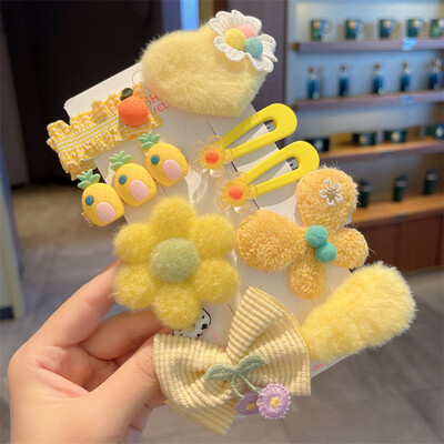 Bērnu plīša matu sprādzes rudens un ziemas mazām meiteņu sānu stieņiem Jauki meiteņu mazuļu galvassegas 2024. gada jaunas matadatas