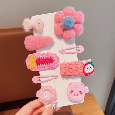 Bērnu plīša matu sprādzes rudens un ziemas mazām meiteņu sānu stieņiem Jauki meiteņu mazuļu galvassegas 2024. gada jaunas matadatas