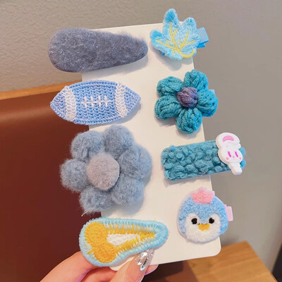 Bērnu plīša matu sprādzes rudens un ziemas mazām meiteņu sānu stieņiem Jauki meiteņu mazuļu galvassegas 2024. gada jaunas matadatas