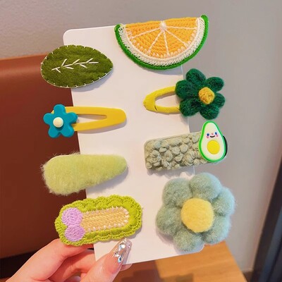 Bērnu plīša matu sprādzes rudens un ziemas mazām meiteņu sānu stieņiem Jauki meiteņu mazuļu galvassegas 2024. gada jaunas matadatas