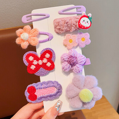 Bērnu plīša matu sprādzes rudens un ziemas mazām meiteņu sānu stieņiem Jauki meiteņu mazuļu galvassegas 2024. gada jaunas matadatas