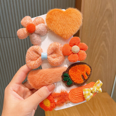 Bērnu plīša matu sprādzes rudens un ziemas mazām meiteņu sānu stieņiem Jauki meiteņu mazuļu galvassegas 2024. gada jaunas matadatas