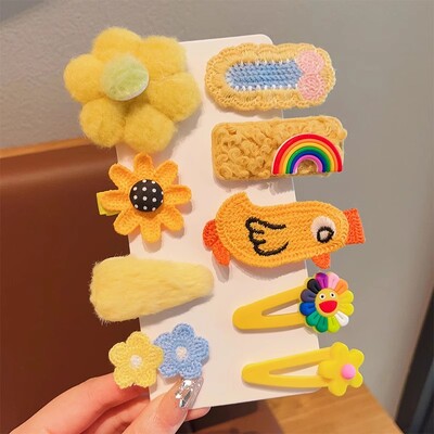 Bērnu plīša matu sprādzes rudens un ziemas mazām meiteņu sānu stieņiem Jauki meiteņu mazuļu galvassegas 2024. gada jaunas matadatas