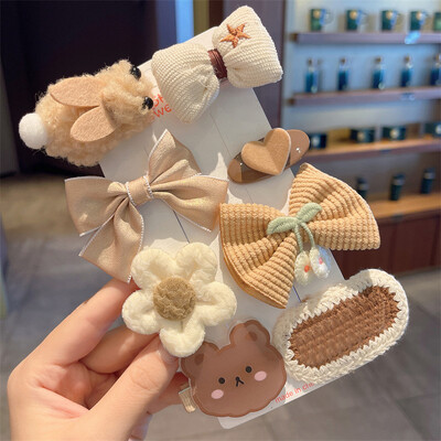 Bērnu plīša matu sprādzes rudens un ziemas mazām meiteņu sānu stieņiem Jauki meiteņu mazuļu galvassegas 2024. gada jaunas matadatas