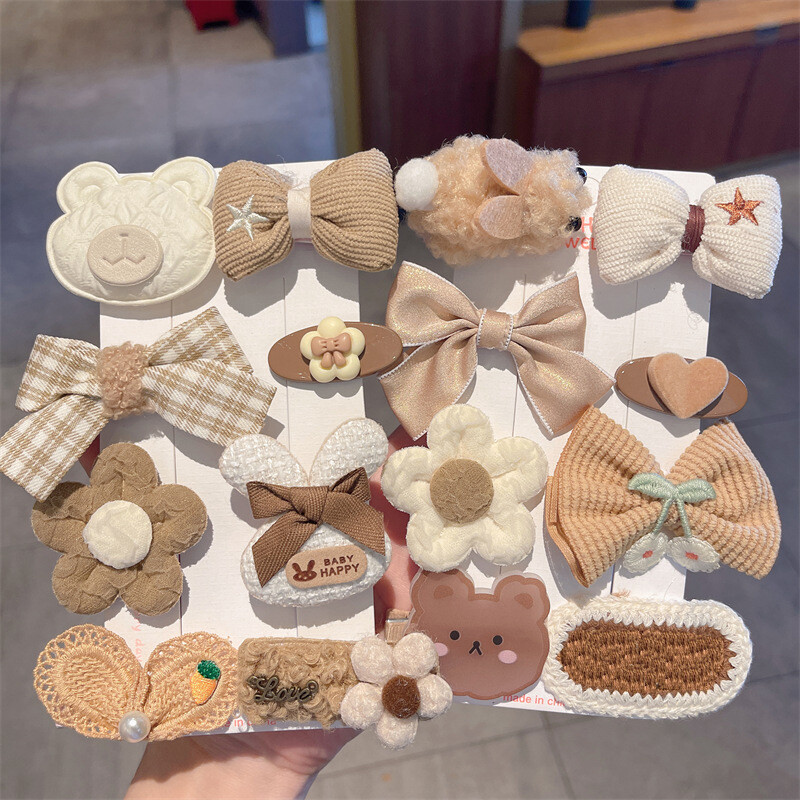 Bērnu plīša matu sprādzes rudens un ziemas mazām meiteņu sānu stieņiem Jauki meiteņu mazuļu galvassegas 2024. gada jaunas matadatas