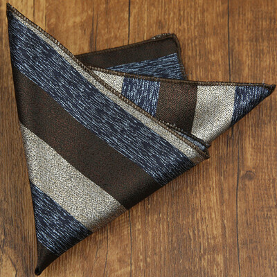 Muški svileni džepni kvadrat od 23 cm, smeđe crvene pruge, poslovni rupčić, mekana maramica, dodaci za odijelo za svatove, kravata, ručnik za prsa