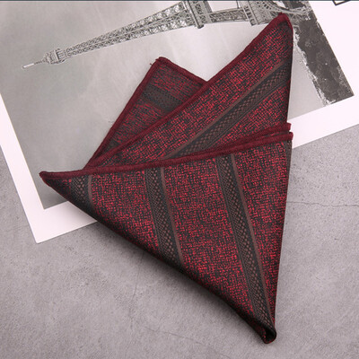 Muški svileni džepni kvadrat od 23 cm, smeđe crvene pruge, poslovni rupčić, mekana maramica, dodaci za odijelo za svatove, kravata, ručnik za prsa