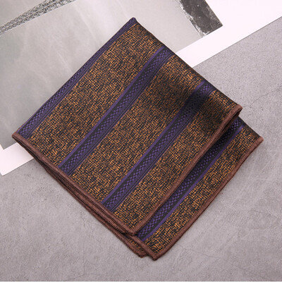 Muški svileni džepni kvadrat od 23 cm, smeđe crvene pruge, poslovni rupčić, mekana maramica, dodaci za odijelo za svatove, kravata, ručnik za prsa