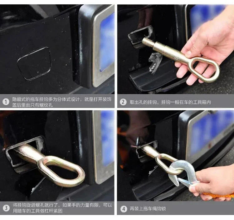 1 vnt. 4M automobilio vilkimo trosas, sunkiasvoris 5 tonų priekabos lynas, vilkimo lyno diržas, kabliai furgono kelių atkūrimo automobilių priedai