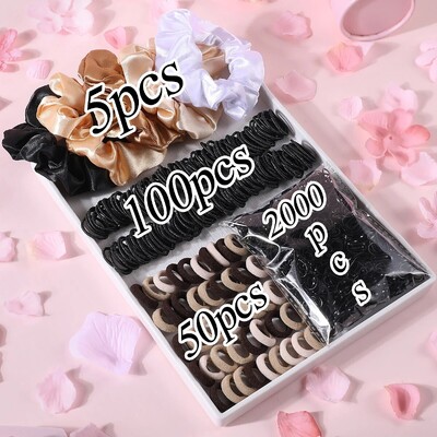 Komplet šarenih gumica za kosu od 2155 komada za djevojčice Najlonske elastične gumene trake Satenske rezance Dječji držač za konjski rep Dječji dodaci za kosu