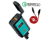 12 V USB motociklo įkroviklio vandeniui atsparus jungiklis su voltmetro greito įkrovimo adapteriu SAE prie C tipo USB lizdo motociklo priedai