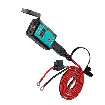 12 V USB motociklo įkroviklio vandeniui atsparus jungiklis su voltmetro greito įkrovimo adapteriu SAE prie C tipo USB lizdo motociklo priedai