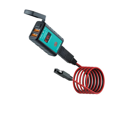 12 V USB motociklo įkroviklio vandeniui atsparus jungiklis su voltmetro greito įkrovimo adapteriu SAE prie C tipo USB lizdo motociklo priedai