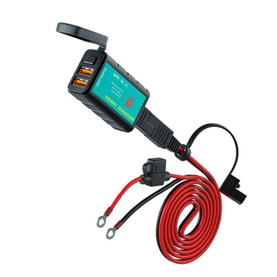 12 V USB motociklo įkroviklio vandeniui atsparus jungiklis su voltmetro greito įkrovimo adapteriu SAE prie C tipo USB lizdo motociklo priedai