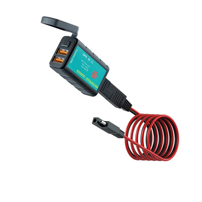 12 V USB motociklo įkroviklio vandeniui atsparus jungiklis su voltmetro greito įkrovimo adapteriu SAE prie C tipo USB lizdo motociklo priedai