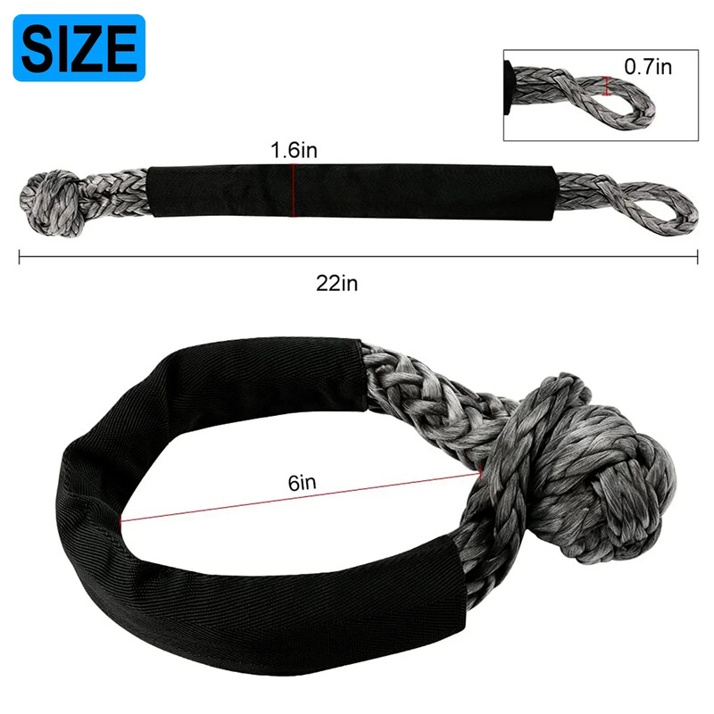 1 vnt 38000 svarų sveriantis priekabą traukiamas minkštas apkabas sintetinis lynas bekelėje, vilkimo diržas, traukimo blokas, keturratis, skirtas sugedusiam automobiliui