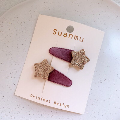 1 komplekts Korea Cute Star Matu Spraude Bērniem Samta matu sprādze Meiteņu Sprādze Mazu Rozā Bangs Zvaigžņu Sprādzes Bērnu Matu Aksesuāri