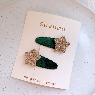 1 komplekts Korea Cute Star Matu Spraude Bērniem Samta matu sprādze Meiteņu Sprādze Mazu Rozā Bangs Zvaigžņu Sprādzes Bērnu Matu Aksesuāri