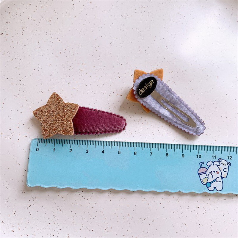 1 komplekts Korea Cute Star Matu Spraude Bērniem Samta matu sprādze Meiteņu Sprādze Mazu Rozā Bangs Zvaigžņu Sprādzes Bērnu Matu Aksesuāri