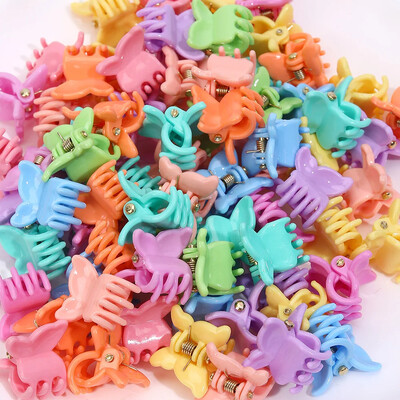 100db Pillangó formájú klipek Haj Claw Lányok Hajkiegészítők Princess Mini Cute Rajzfilm Hajcsat Candy Color Kiegészítők
