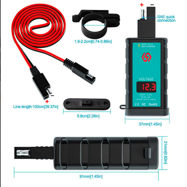 Anchtek 6.4A 12V motociklo USB įkroviklio maitinimo adapterio maitinimo lizdas greito įkrovimo QC3.0 tipo C PD motociklo telefono įkroviklis
