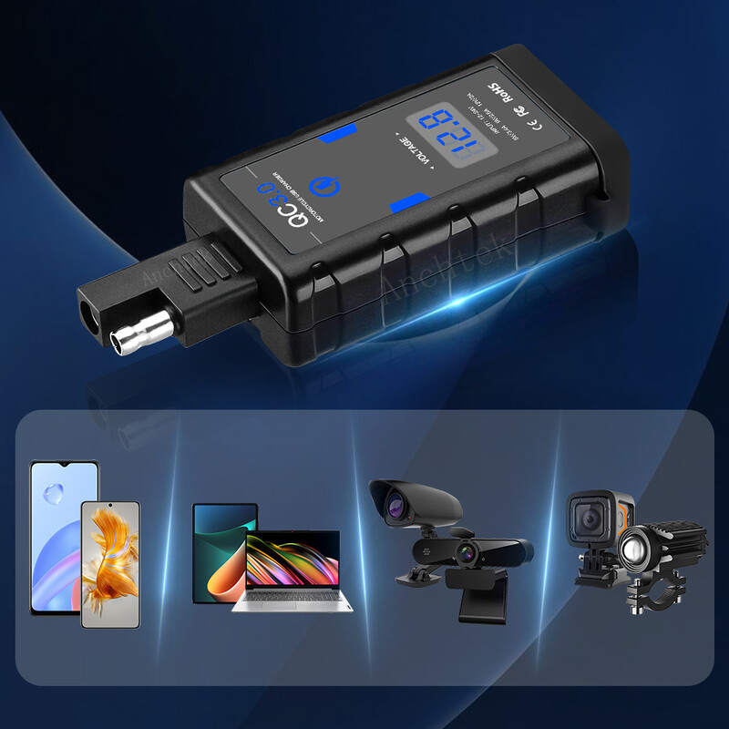Anchtek 6.4A 12V motociklo USB įkroviklio maitinimo adapterio maitinimo lizdas greito įkrovimo QC3.0 tipo C PD motociklo telefono įkroviklis