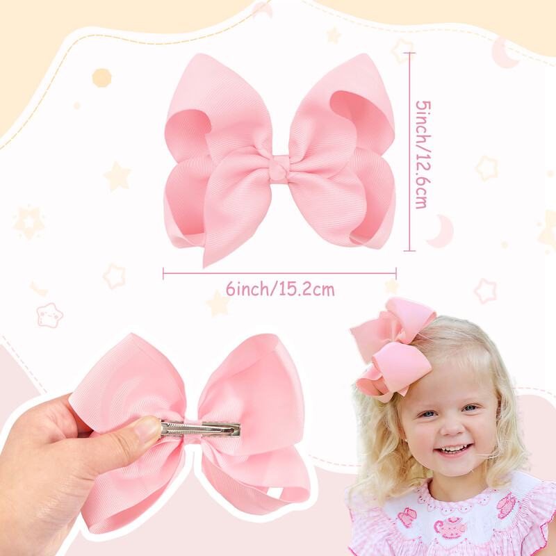 2Pcs/lot 6'' jednobojne grosgrain vrpce mašne kopče za kosu za slatke djevojke velike ručno izrađene ukosnice ukosnice dječji dodaci za kosu