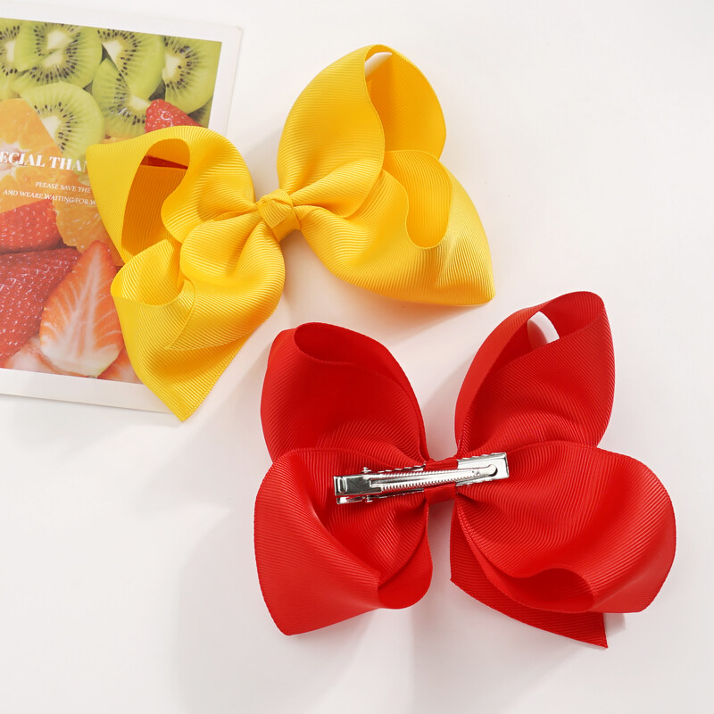 2Pcs/lot 6'' jednobojne grosgrain vrpce mašne kopče za kosu za slatke djevojke velike ručno izrađene ukosnice ukosnice dječji dodaci za kosu