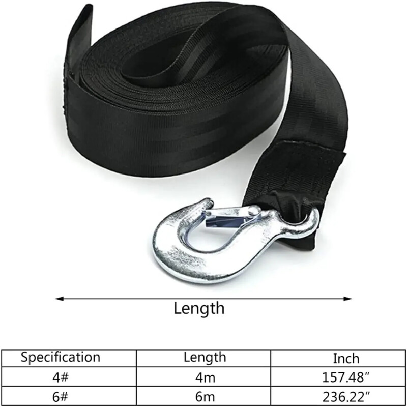 2 tonų automobilio vilkimo lyno juostos kabelis su U kabliais, didelio stiprumo nailono apkabomis su atspindinčia šviesa, skirta visureigiui su sunkvežimiu