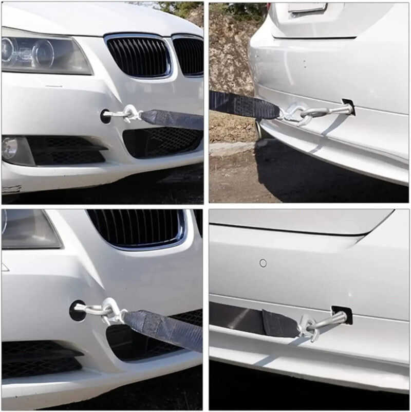 2 tonų automobilio vilkimo lyno juostos kabelis su U kabliais, didelio stiprumo nailono apkabomis su atspindinčia šviesa, skirta visureigiui su sunkvežimiu