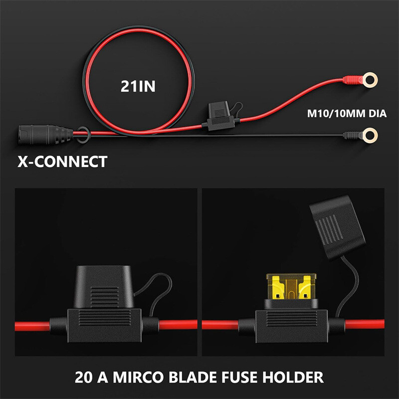 Kabelski svežanj kompatibilan s NOCO GC008 X-Connect M10 (3/8 in) XL perforiranim terminalnim konektorom, produžnim kabelom punjača