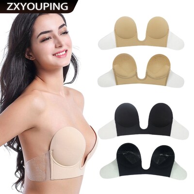 ZXYOUPING Sutien din silicon fără bretele în V adânc Autocolante reutilizabile pentru sutien magic sutien sexy push-up sutien impermeabil, autoadeziv, din silicon pentru W