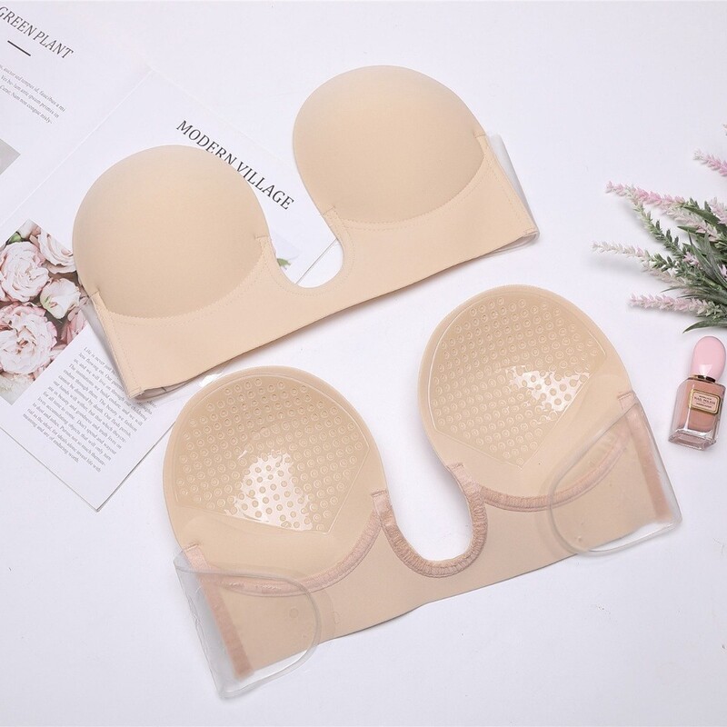 ZXYOUPING Sutien din silicon fără bretele în V adânc Autocolante reutilizabile pentru sutien magic sutien sexy push-up sutien impermeabil, autoadeziv, din silicon pentru W