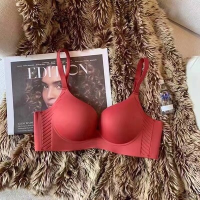 Crveno donje rublje za žene koje potiču male grudi, vjenčana mladenka, bešavno smanjenje grudi, protiv opuštanja, grudnjak bez žice
