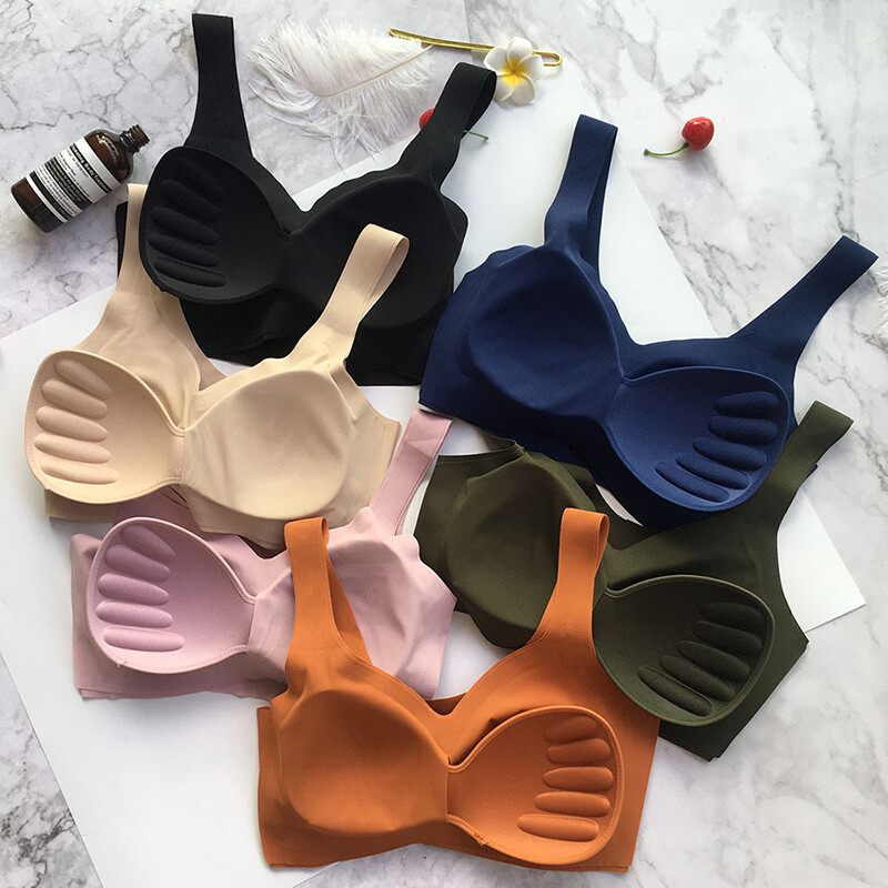 Sieviešu krūšturis bez šuvēm Ērta apakšveļa ar polsteriem Ērta bez tērauda gredzena guļamveļa Seksīga sporta krūšturis