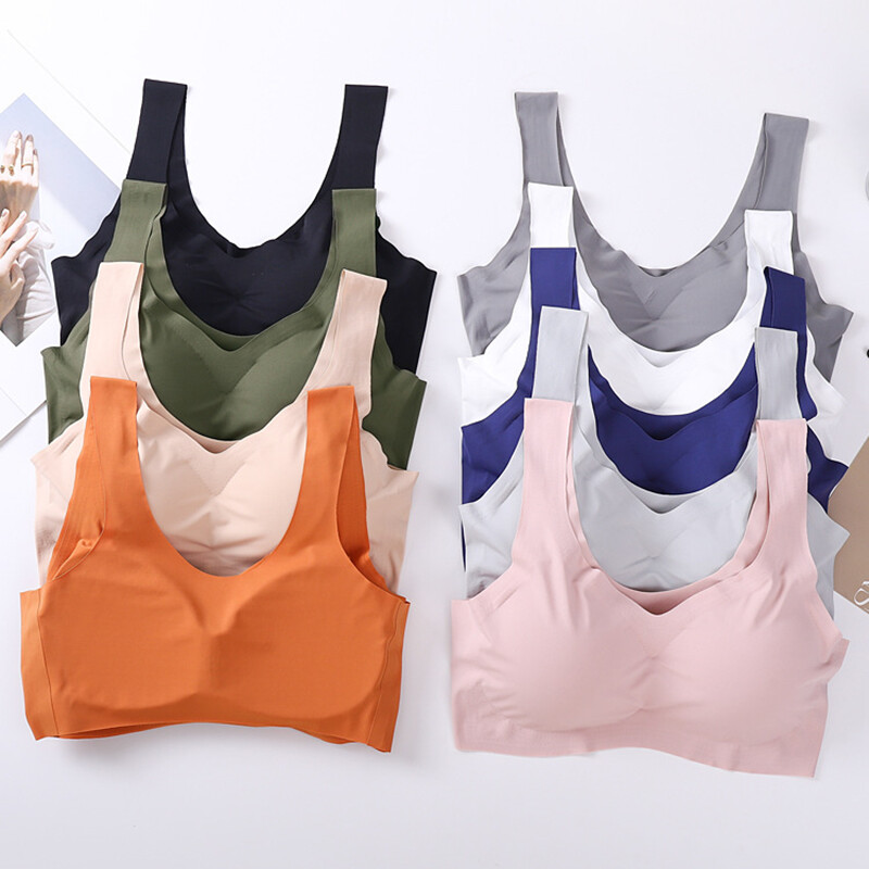 Sieviešu krūšturis bez šuvēm Ērta apakšveļa ar polsteriem Ērta bez tērauda gredzena guļamveļa Seksīga sporta krūšturis