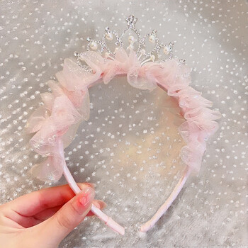 Sweet Lovely Girl Headband Αξεσουάρ για τα μαλλιά Ροζ μπλε Kawaii δαντέλα Headband Παιδικό δώρο γιορτών Princess Girl Αξεσουάρ κορώνα