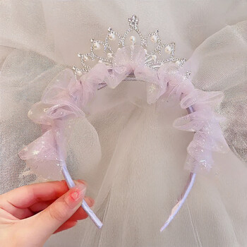 Sweet Lovely Girl Headband Αξεσουάρ για τα μαλλιά Ροζ μπλε Kawaii δαντέλα Headband Παιδικό δώρο γιορτών Princess Girl Αξεσουάρ κορώνα