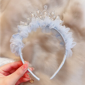 Sweet Lovely Girl Headband Αξεσουάρ για τα μαλλιά Ροζ μπλε Kawaii δαντέλα Headband Παιδικό δώρο γιορτών Princess Girl Αξεσουάρ κορώνα