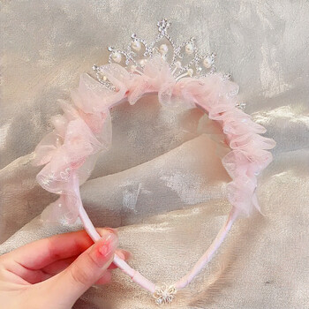 Sweet Lovely Girl Headband Αξεσουάρ για τα μαλλιά Ροζ μπλε Kawaii δαντέλα Headband Παιδικό δώρο γιορτών Princess Girl Αξεσουάρ κορώνα