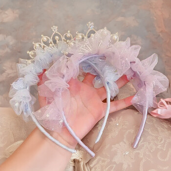 Sweet Lovely Girl Headband Αξεσουάρ για τα μαλλιά Ροζ μπλε Kawaii δαντέλα Headband Παιδικό δώρο γιορτών Princess Girl Αξεσουάρ κορώνα