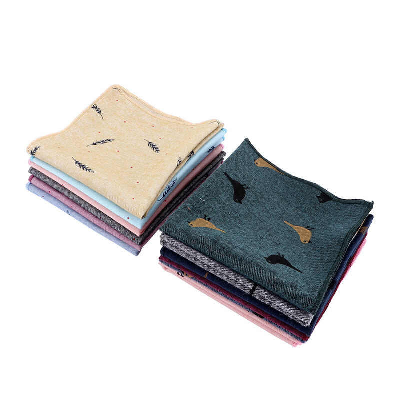 Нов стил Мъжки шалове с носни кърпи Нежни памучни носни кърпи с джобни квадратни кърпички Модни сватбени аксесоари с цветя Подарък