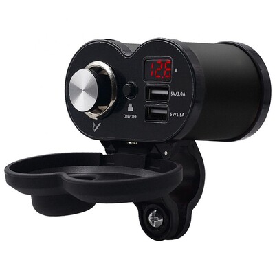 Mootorrataste mootorratta QC 3.0 kahe USB-telefoni laadija juhtraua tahavaate peegli kinnitus sigaret-süütaja voltmeeter, uus