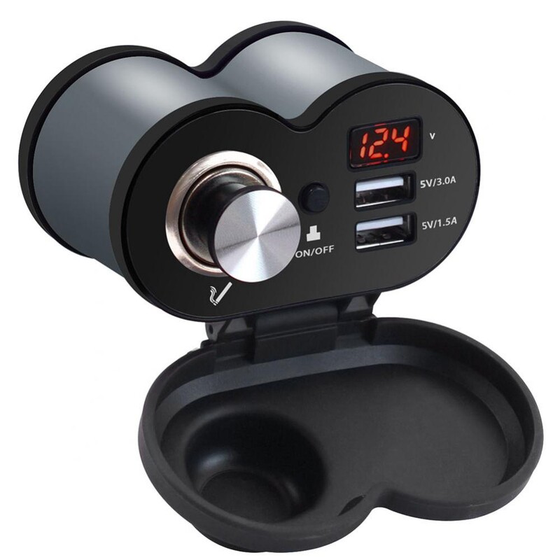 Mootorrataste mootorratta QC 3.0 kahe USB-telefoni laadija juhtraua tahavaate peegli kinnitus sigaret-süütaja voltmeeter, uus